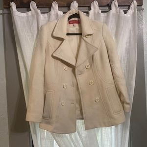 Cream wool pea coat.
